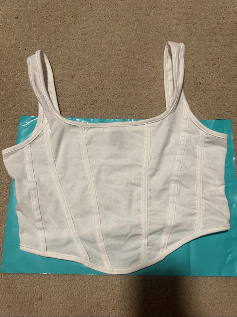 SHEIN White Structured Corset-Style Tank Top